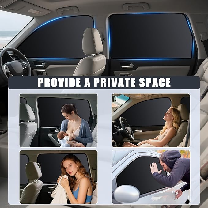 ZATOOTO Car Window Shades for Tucson 2021-2024,100% Block Light | 4 Pcs Magnetic Car Window Covers,Privacy Curtains,Side Window Sun Shade for Baby Breastfeeding, Sleeping, Camping - Image 4
