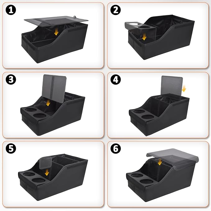 Backseat Car Organizer, Middle Seat Organizer Center Console Cup Holder | Rear Seat Hand Rest, Back Seat Toy Storage for Toddler Kids Family Travel Roadtrip Essentials for SUV Truck Van - Image 8