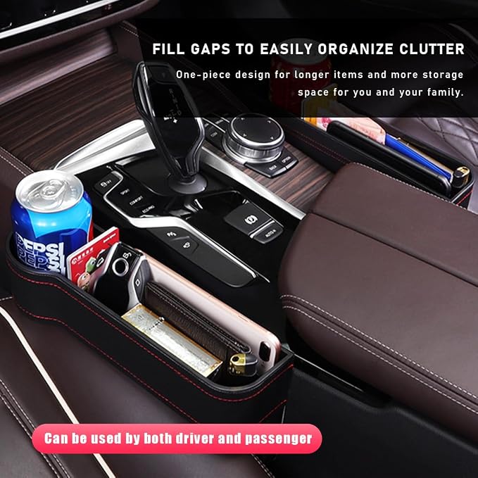 Car Seat Gap Filler with Cup Holder Expander, Automotive Front Seat Storage with Cup Holder, Console Seat Gap Filler Storage Box for Mug Bottle Keys, Car Accessories (Driver Side) - Image 4