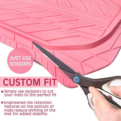 CAR PASS DeepDish Pink Floor Mats for Cars Full Set,Heavy Duty Rubber Car Mats 3-Piece,Universal Waterproof Trim-to Fit Automotive Floor Mats for Truck Van SUV, Durable All-Weather Car Mats (Pink) - Image 7