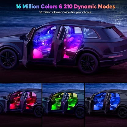 5 in 1 Acrylic LED Lights for Car, RGB Ambient Lighting Car Interior | Dashboard Decorations LED, 16 Million Colors, Music Sync, Smart Control - Image 3