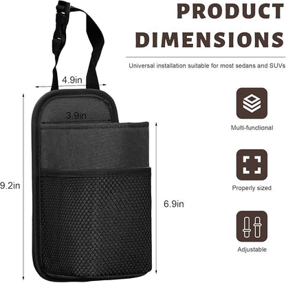 2 in 1 Large Car Cup Holder, 80 oz Multi-Function Auto Water Bottle Storage Bag with Mesh Pocket, Universal Hanging Seat Side Organizer Cup Holders for Car SUV Truck (Black) - Image 2