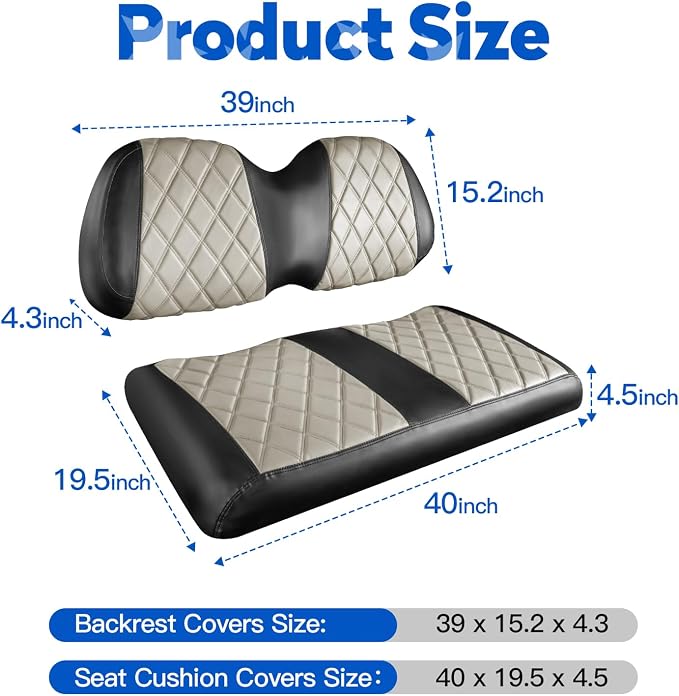 NOKINS Golf Cart Diamond Vinyl Seat Covers Fits Club Car Precedent 2004-UP | OEM Standard Front Seat Cushion,No Nails Required - Image 5