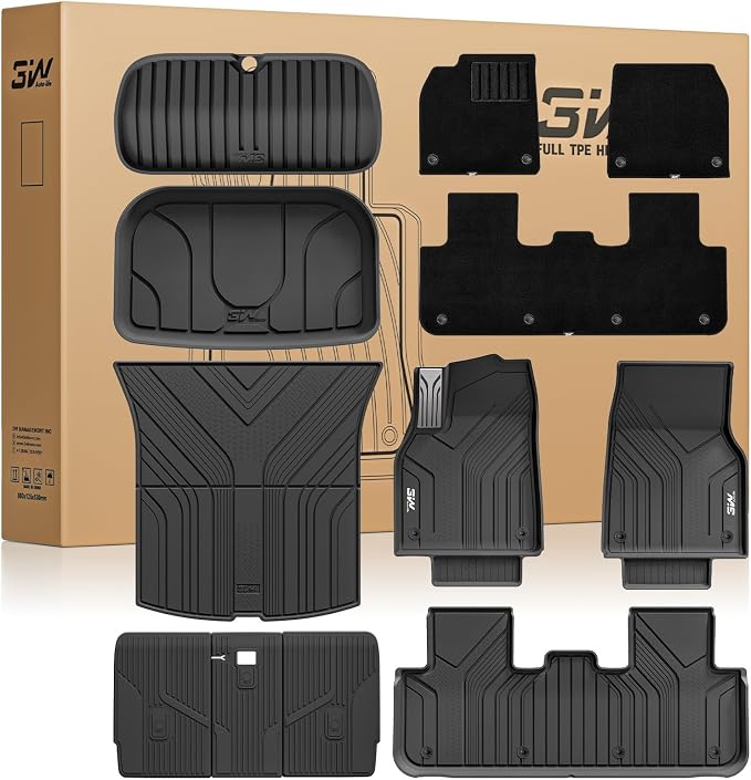 3W 9PCS Floor Mats for Tesla Model Y Juniper 2025 2026 (Not for Standard) | Metal Pedal, Carpets Double Layer, 2025 2026 Model Y Accessories, TPE All Weather Waterproof Custom Fit Liners, Vigormold™ by 3W
