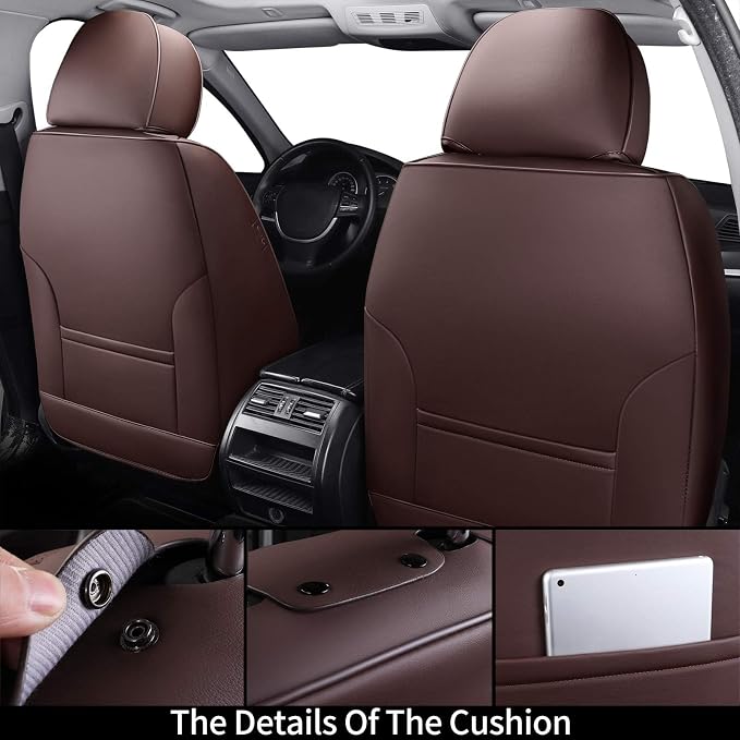 Coverado Car Seat Covers, Seat Covers for Cars, Waterproof Leather Auto Seat Protectors, Leather Car Seat Cushion, Car Interiors Accessories Universal Fit for Most Cars - Image 3