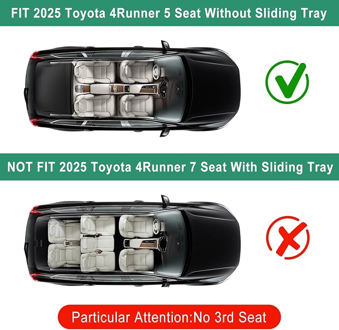 AOMSAZTO Cargo Mat and Backrest Mat Compatible with Toyota 4Runner 2025 2026: TPE All Weather Protection Cargo Liner for SR5/TRD/Limited 6th gen 4 Runner - Anti-Slip Trunk Mat (Only for 5 Seat) - Image 2