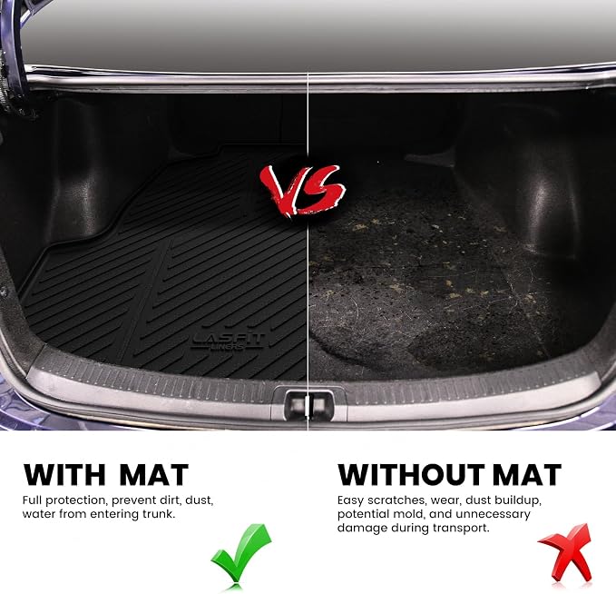 LASFIT Cargo Mats for Toyota Corolla Sedan & Hybrid 2020-2026 | All Weather TPE 3D Custom Fit Cargo Liner, Full Coverage Secure-Fit Trunk Mat, Easy to Wash - Image 4