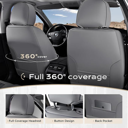 Coverado Car Seat Covers Front Seats, Seat Covers for Cars, Car Seat Protector, 2-Pack Car Seat Cushion Nappa Leather, Waterproof Seat Covers Carseat Cover Universal Fit for Most Cars(Gray&Black) - Image 4