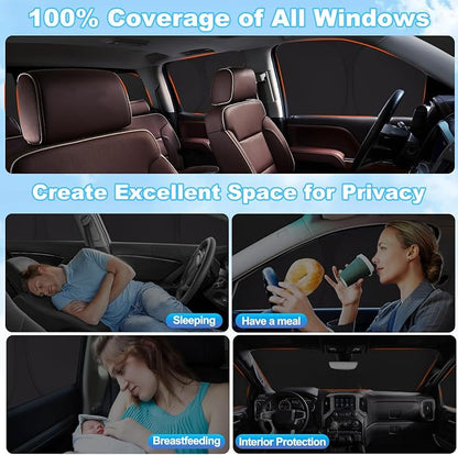 XCBYT 2019–2026 GMC Sierra 1500 & Silverado 1500 Crew Cab Window Shades | Keeps your car cool and 100% dark. Perfect for car camping, sleeping, lunch breaks, or protecting pets in hot climates - Image 5