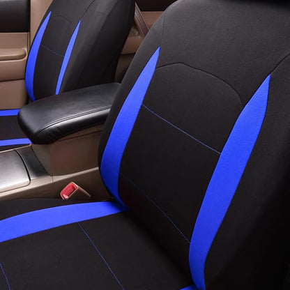 Flying Banner Car Seat Covers Full Set Front Seats and Rear Bench Polyester car seat Protectors Black Gray Purple airbag Compatible Rear Bench Split (Black Blue) - Image 3
