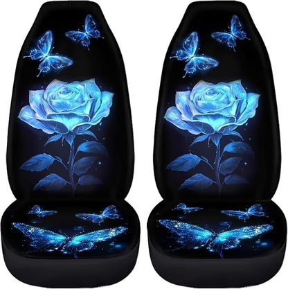 Rose Car Seat Covers Full Set of 2, Butterfly Cloth Seat for Auto Front Seats for Women, Black Bucket Seat Covers for Cars Washable and Breathable Car Accessories for Sedan Truck SUV - Image 5