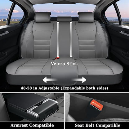 Coverado Front Seat Covers, Car Seat Cover, Gray Seat Covers for Cars, Car Seat Protector, 2PCS Waterproof Faux Leather Car Seat Cushion, Luxury Seat Cushions, Auto Seat Covers Fit for Most Vehicles - Image 6