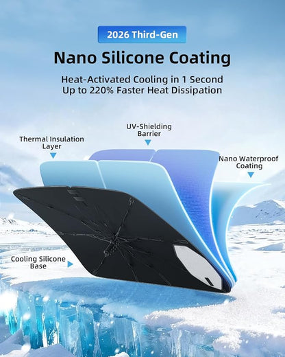 Windshield Sun Shade Umbrella for Hyundai Tucson 2026 2025-2022 | Custom Fit Front Window Sunshade, 4-Layer Heat Insulation UV Blocking Sun Visor, Keeps Car Cooler - Image 2