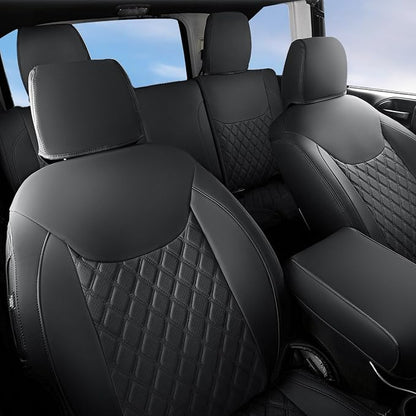 GIANT PANDA Wrangler JK Seat Covers Custom Fit for Jeep Wrangler,Premium Waterproof Faux Leather, 2013 2014 2015 2016 2017 JK 4 Door Full Set (Black) - Image 9