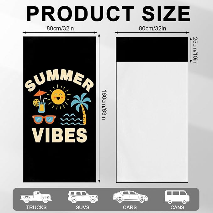 2 Pack Car Towels Seat Cover with Storage Bag, Multifunctional Microfiber Towel for Gym Outdoor Sport Running,Picnic, Beach, Pet Dog Travel,Fits Car SUV Truck (Summer Vibes) - Image 3