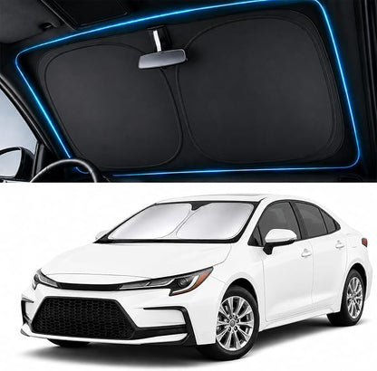 2026 New Upgrade Car Windshield Sun Shade Umbrella 300T Oxford | 55.12 × 27.6 Inch Fits Sedan SUV Truck Blocks UV & heat scratch resistant foldable with storage pouch protects dashboard by Unknown