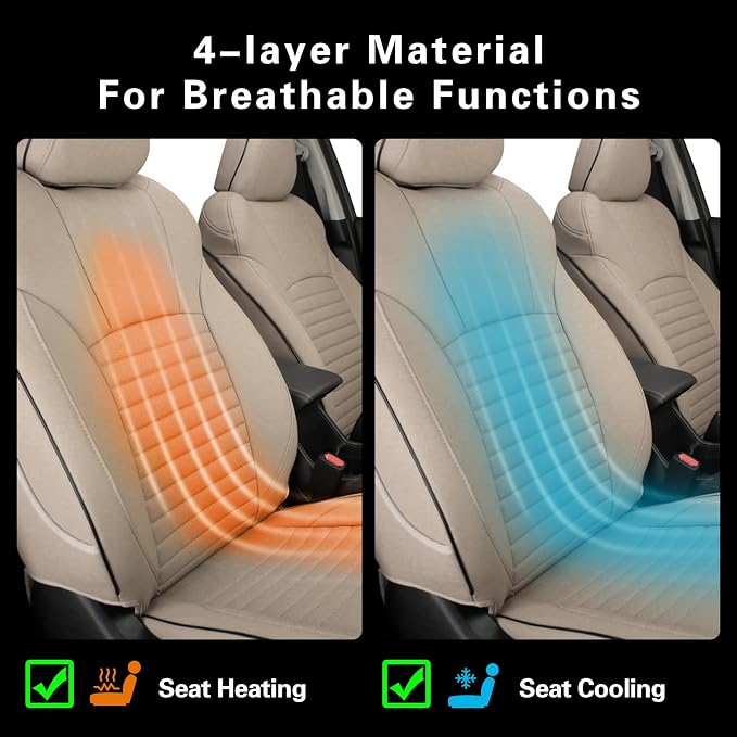 EKR Car Seat Covers for Subaru Forester 2014-2018(NO Base),Full Set | Custom Fit for Subaru Forester 2014-2018(Not for Base)Factory-Like Fit,360°Protection,Faux Leather(Beige) - Image 6