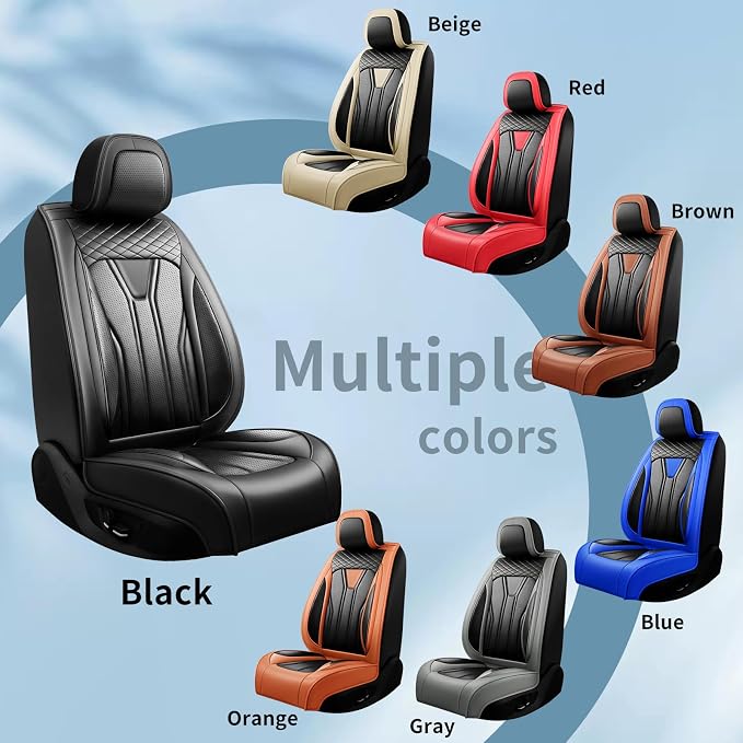 Fit Land Cruiser Premium Leather Car Seat Covers for Toyota Land Cruiser 2000-2025 2026 - Waterproof，Breathable，All-Weather Seat Cushion Protecto & Airbag Compatible, 2 Front Seat Beige&Black - Image 7