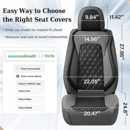 Coverado Car Seat Covers Front Seats, Minimalist Scratch-Resistant Waterproof Faux Leather Full Set with Rear Protectors, Business Daily Driving – GrayBlack - Image 7