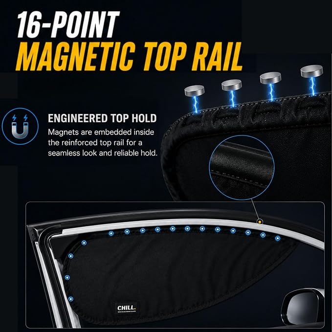 Car Window Shades for Side Window with 16 Magnets, Perfect for Driver's car Sun Visor Extender for Car, Easy On and Off, Foldable Fabric Sunshade for More Safety - Image 3