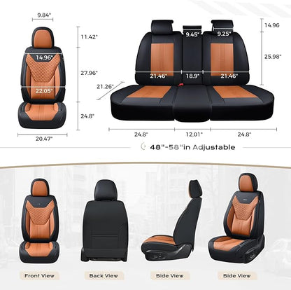 Coverado Car Seat Covers Full Set, Front Seat Covers with Lumbar Support and Back Seat Cover Waterproof Leather Automotive Seat Cover, Universal Car Interior Protectors Cushion for Most Cars - Image 7