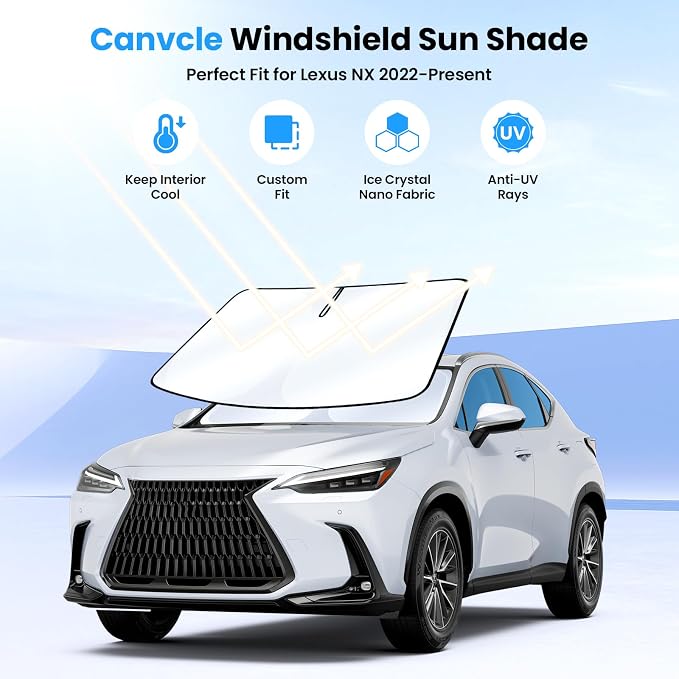 Canvcle Windshield Sun Shade for Lexus NX NX250 NX350 NX350h NX450h+ 2022-2025 2026 Accessories Upgraded Double-Layer Front Window Sunshade Cover Sun Protector Foldable Block UV Rays Keep Car Cool - Image 2