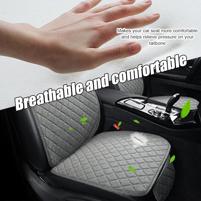 povtii Car Seat Bottom Cover Pad, Breathable Auto Front Seat Protector with Storage Pocket, Comfortable Seat Bottom Cushion Mat for Most Vehicle, Universal Interior Car Accessories (Gray) - Image 4