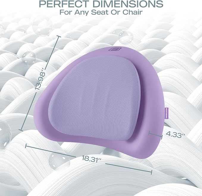 Skechers Lumbar Pillow Premium Memory Foam, Double-Layer-Office Chair Cushion for Tailbone Pain Relief,Butt Pillow for Office Chair,Car seat Cushion,Long Sitting Office Workers,and Car Drivers,Purple - Image 5