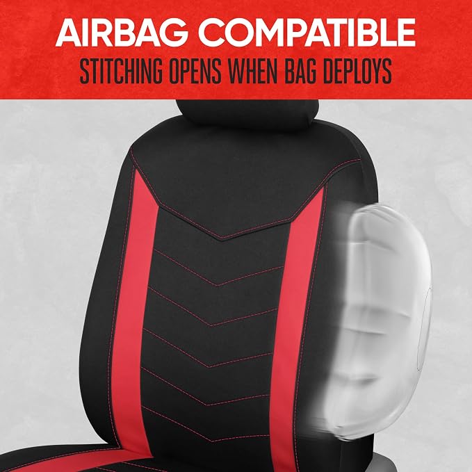 Motor Trend SpillGuard 2 Red Seat Covers for Cars & Seat Covers for Trucks - Neoprene Lining Waterproof Car Seat Covers Front Seats Only - SUV Seat Covers Protector - Forros para Asientos de Carro - Image 7
