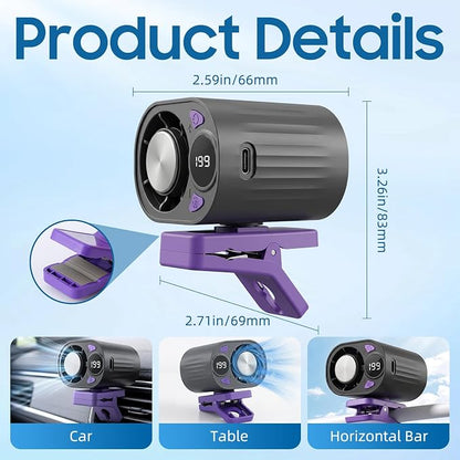 New Upgraded Car Clip on Air Conditioner Fan, Portable Air Conditioners for Cars, Mini Rotatable Fan, USB Rechargeable, 199 Speed Silent Mini Bladeless Fans, Car Clip on Air Conditioner (Black) - Image 2
