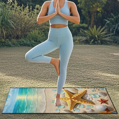 Beach Starfish Car Seat Towel Cover Auto Front Seat Towel Cover | Universal Non Slip Waterproof Sweat Protector with Storage Bag Ocean Starfish Car Interior Accessories Running Gym Yoga Towel - Image 4