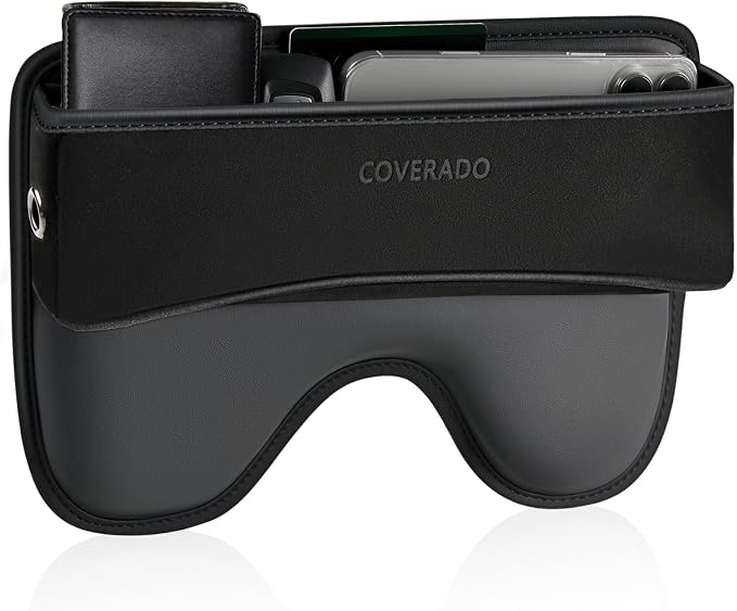 Coverado Universal Car Seat Gap Filler Organizer, Premium Suede Leather Car Seat Side Gap Filler, Seat Gap Storage Box for Suv Truck, Car Interior Accessories, Black-1pc by COVERADOAUTO