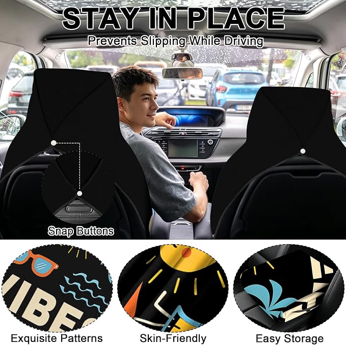 2 Pack Car Towels Seat Cover with Storage Bag, Multifunctional Microfiber Towel for Gym Outdoor Sport Running,Picnic, Beach, Pet Dog Travel,Fits Car SUV Truck (Summer Vibes) - Image 4
