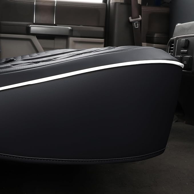 Huidasource Fit for GMC Sierra/Chevy Silverado Rear Seat Cover, Thickened Split Nappa Leather Truck Back Seat Cover 2007-2013&2019-2026 1500, 2020-2026 2500HD 3500HD Crew Cab WT LS LT, Black＆White - Image 7