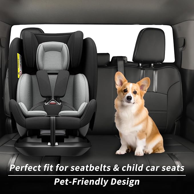 Leather Seat Covers Full Set for Chevy Silverado 1500 (2019-2026) & 2500HD/3500HD (2020-2026)-DoubleCab Pickup,w/No Rear Cup Holder,Fully Covered,Waterproof Car Seat Protector(Black &Carbon Fiber) - Image 5