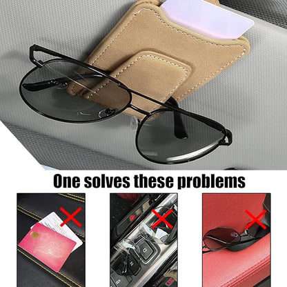 8sanlione Sunglasses Holder for Car, Magnetic Glasses Clip, Beige | 3.66x3.0 Inch, Universal fit, sun visors, faux fur surface, 180° rotation, avoid mag cards, car interior accessories - Image 7