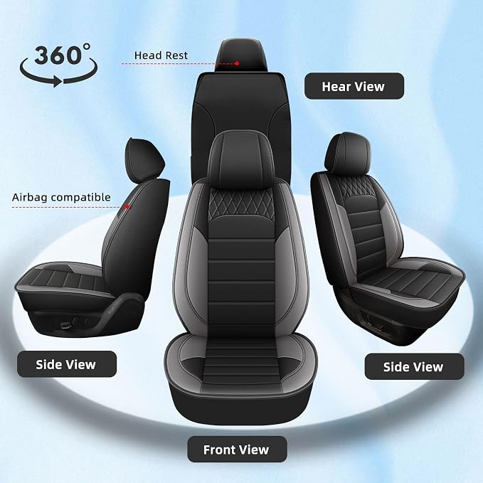 Car Seat Covers Fit for Subaru Legacy 1995-2026 Full Set | Faux Leather Waterproof Automotive Seat Protectors,Compatible with Airbags,Easy to Install,5 Seats Grey - Image 7