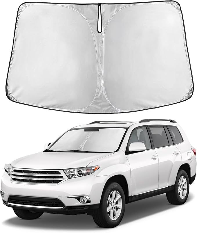 Autovir Windshield Sun Shade Fit for 2008-2011 2012 2013 Toyota Highlander | Sunshade, Front Car Window Shades Sun Visor, Blocks UV Rays & Heat, Car Accessories by Autovir