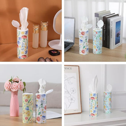 Car Tissues Cylinder 4 Packs Round Tissue Box Holder Perfect for Car Cup Holder, Napkins Box Round Container with Facial Tissues for Travel Car Bathroom Office School - Image 6