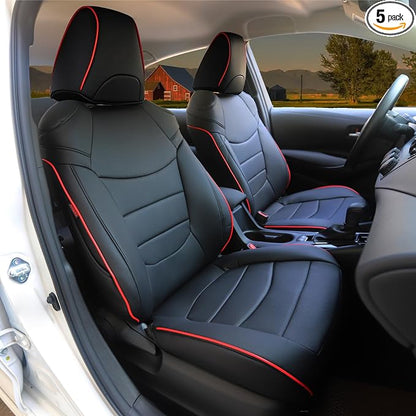 HKZ Customized Special seat Cover for Toyota Corolla (Black with Red Trim, 2020-2022 Corolla L LE (Non-Hybrid)) by HKZ