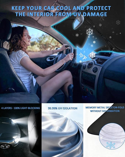 for Ford Escape 2013-2019 Windshield Sun Shade - 4 Layers Car Sunshade | Front Windows Shade Cover Custom Fit Escape Sun Visor 250T Retractable Shade Blocks UV Rays Car Accessories - Image 4