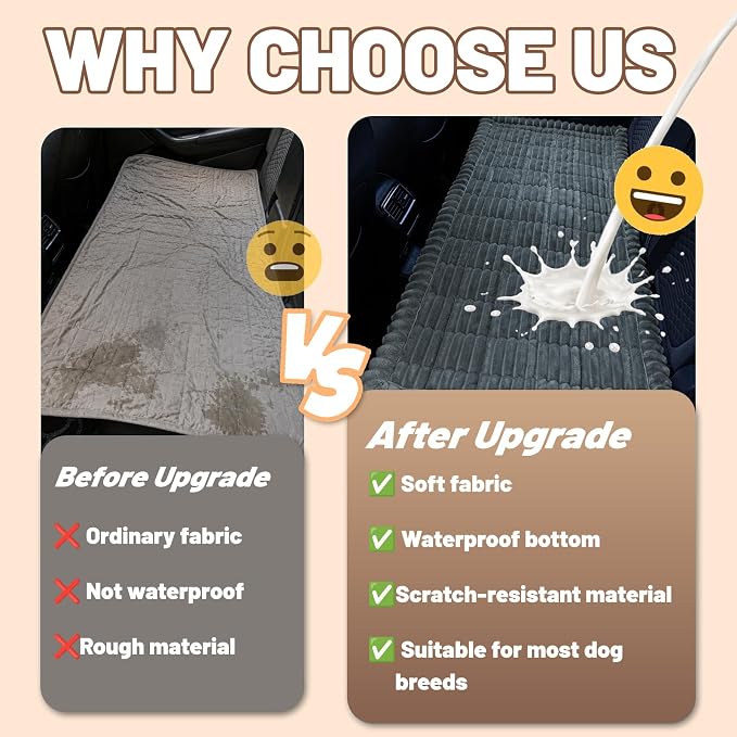 Dog Car Seat Waterproof Bed Cover Back Seat Dark Gray 23.6”x51” | Nonslip Soft Comfortabl Pet Bed Mat Car Blanket for Travel Backseat Extender Seat Covers Dog Bed for Cars Trucks and SUVs - Image 2