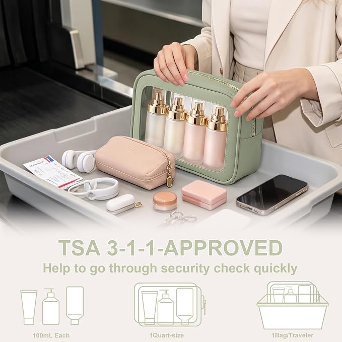 5PCS Clear Makeup Bags with Handles, TSA Approved Toiletry Bags, Diaper Bag Organizer Pouch, TPU Car Storage Organizer with Zippers, Waterproof Travel Organizer Bag for Women - Image 8