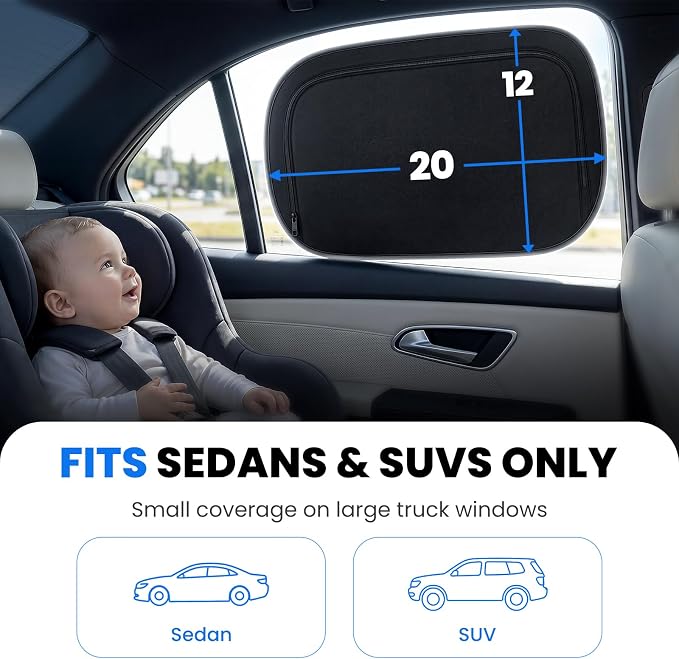 Nmoiss 2-Pack Car Window Shade Small [Enjoy Sun Protection & Driving Safe] | Double-Layer Side Windows Sun Blocker for Baby and Driver, UPF50+ Car Heat Shield, Privacy Protection - Image 7