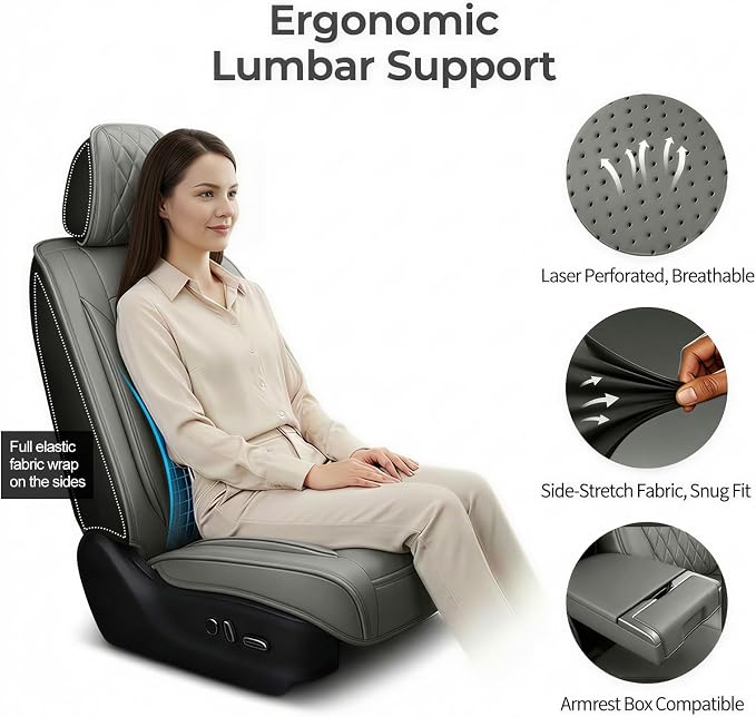 Fit for 4Runner Car Seat Covers Compatible with Toyota 4Runner 2003-2026(Only for 5 Seats Version) - Waterproof Leather Seat Cushions Protector, Only 2 Front seat Covers (Gray) - Image 8