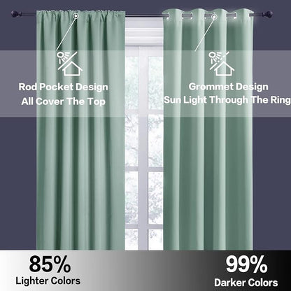 RYB HOME Short Aqua Blackout Curtains for Small Bedroom Kitchen Cafe Window | Thermal Insulating, UV Blocking, Privacy Protection, Drapes/Tiers for Basement Garage Bathroom, W42 x L36, 2 Panels - Image 5