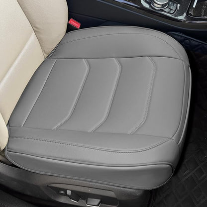 BOPUOVRE Car Seat Cover for Luxury & Comfort PU Leather | Anti Slip Full Wrap Protection Storage Pocket Bottom Cushion Universal Fit 95% Vehicles Gray 2 Piece - Image 8