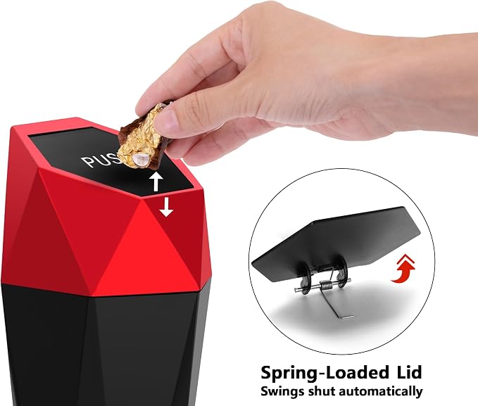 Ginsco Car Trash Can Cup Holder, 2 Pack Mini Car Trash Can with Lid, Car Accessories for Interior, Leakproof Small Trash Cup for Car, Home with Additional 2 ABS Hooks and 90pcs Trash Bags Red - Image 7