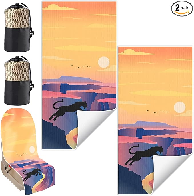 OBUSATT 2 Pack Car Seat Towel Covers with Storage Bag Seat Cover Protector Athletic Running Towel Sweat Washable Cover Gift for Car Outdoor Sport Activities Gym Workout 63x32 in, Grand Canyon by OBUSATT