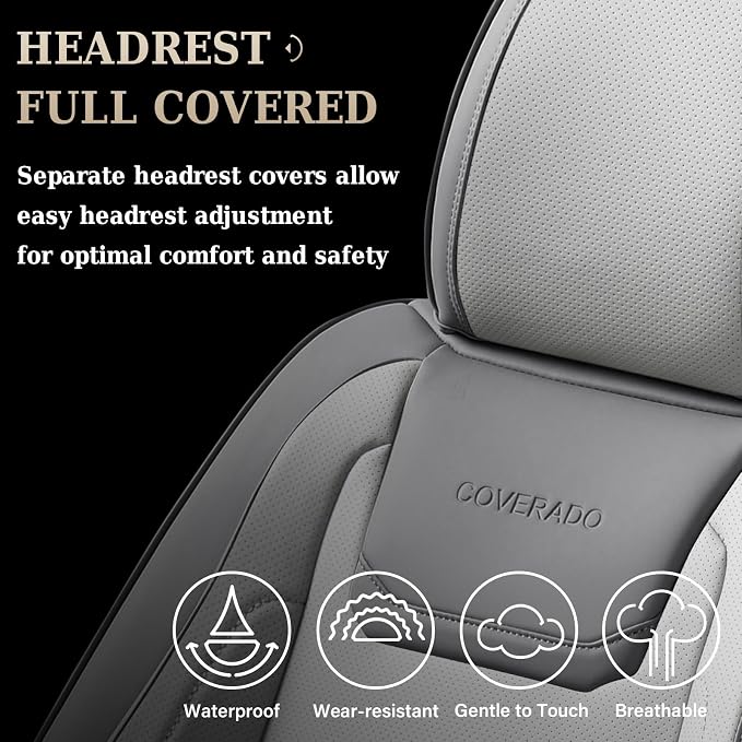 Coverado Car Seat Covers, Front Covers for Cars, Car Seat Cover Front Seats, Automotive Seat Cover, Waterproof, Leather Car Seat Cushion, Universal Interior Covers Seat Protectors for Most Cars - Image 4